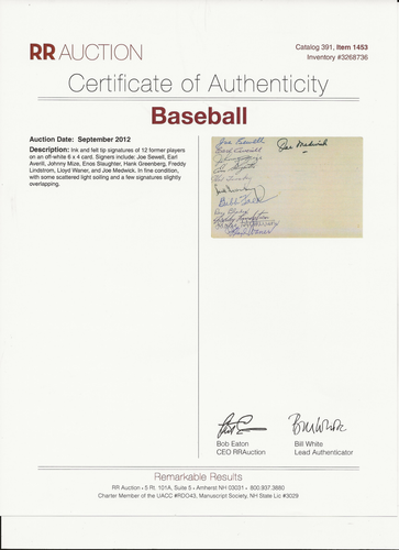BASEBALL Signatures 6x4 12 Players Averill MIZE Slaughter Perez-Steele Cards COA - Picture 6 of 6