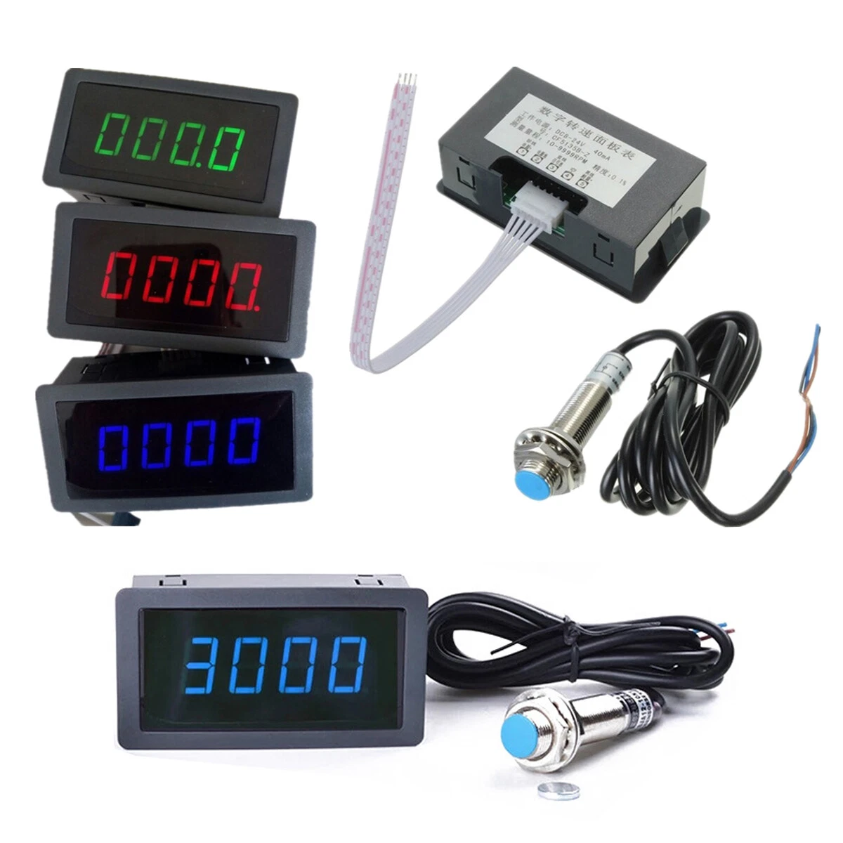 RGB 4 Digital LED Tachometer RPM Speed Meter + Hall Proximity Switch Sensor  NPN | eBay