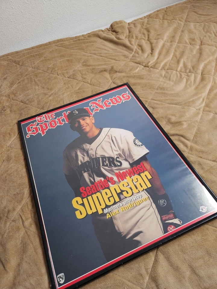 Póster Enmarcado Vintage Años 90 Alex Rodríguez Seattle Mariners The Sporting News RARO Foto 2 de 4