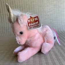 Dakin Fun Farm Unicorn Plush 12" Pink Ribbon Tail Vintage 1981 Stuffed Animal