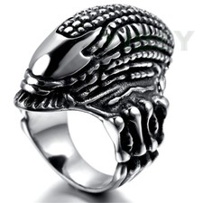 Jewelry Mens Stainless Steel Alien horror Movie Ring Xenomorph Chestburster 8-13