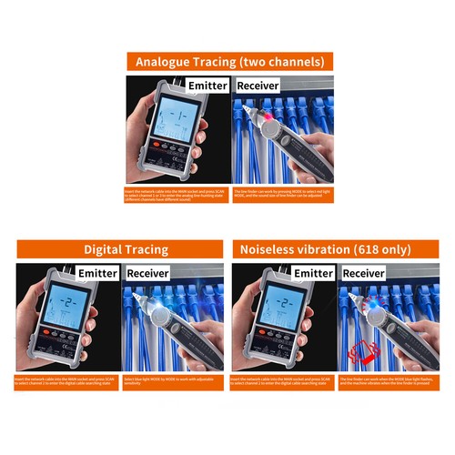 ET616 Przenośny tester kabli sieciowych z wyświetlaczem LCD Analogowe wyszukiwanie cyfrowe Y1C6 - Zdjęcie 11 z 11