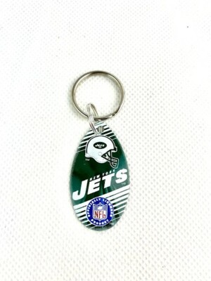 NFL New York Jets White Helmet Vintage Teardrop Spinner Keychain