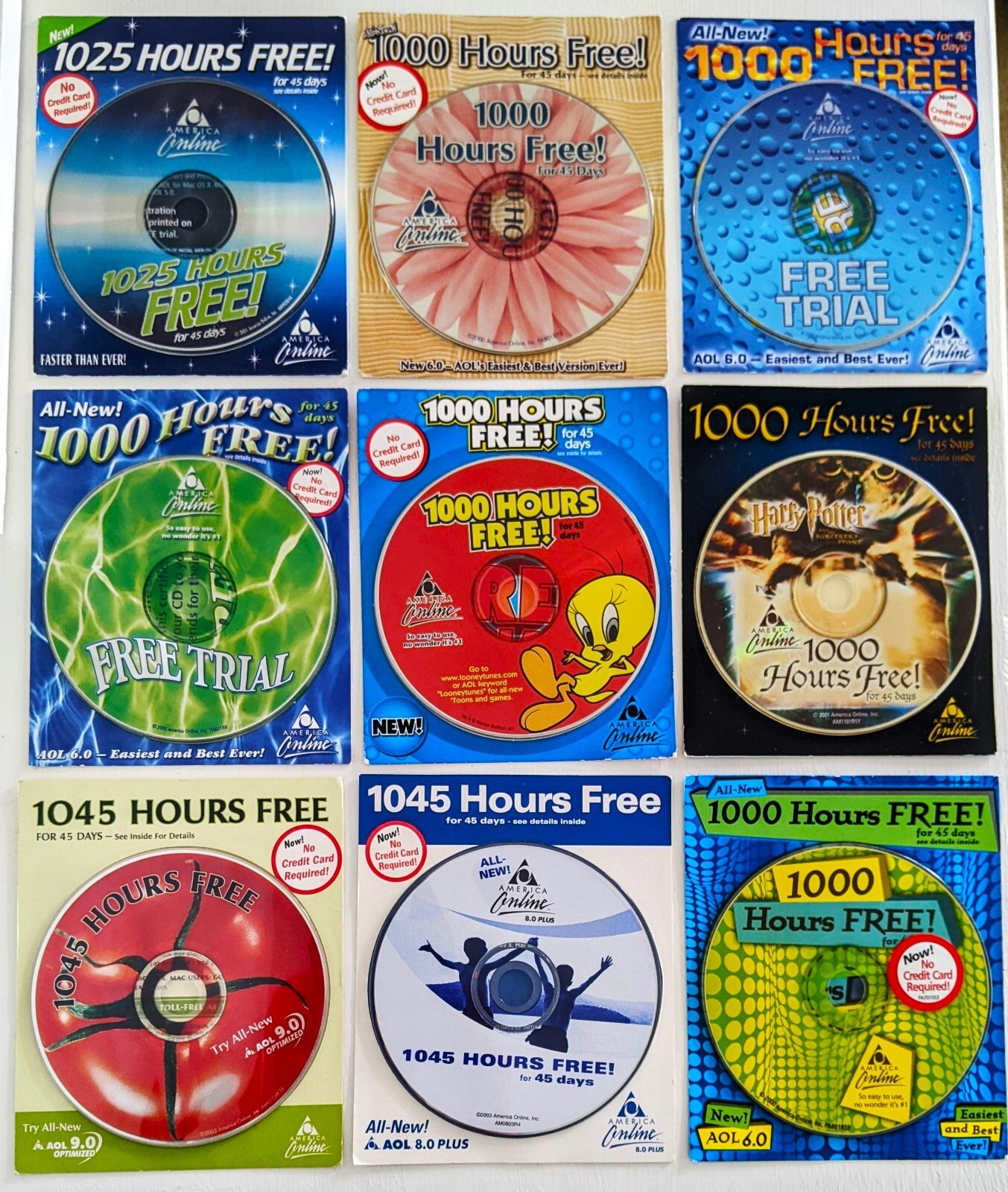 Ultimate AOL Disc Collection, Vintage ARTISTIC All Different America Online CDs!