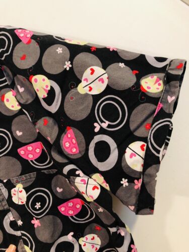 Scrub HQ Scoop Neck Top Short Sleeves Abstract Lady Bug Print Women's M - Picture 2 of 7