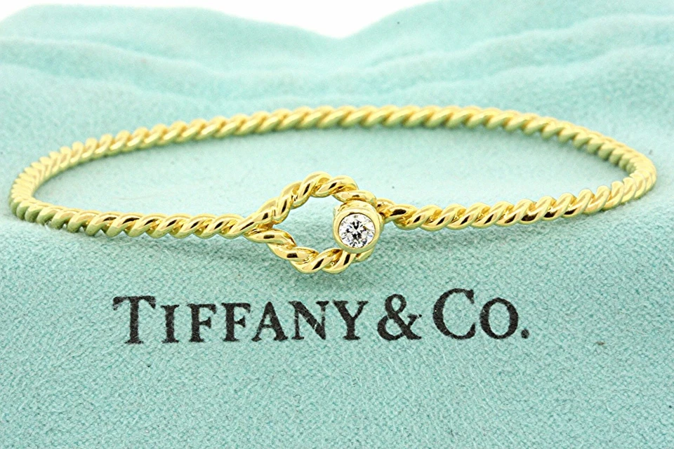 Brazalete Tiffany & Co. Oro Amarillo 18K Diamante Cuerda Torcida Foto 3 de 4