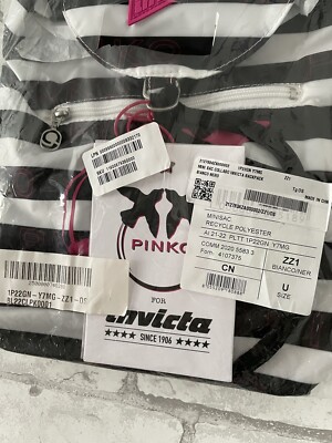 Pinko X Invicta Striped Mini Backpack pink black sparrow dove new travel concert Pinko X Invicta Striped Mini Backpack pink black sparrow  main image 2
