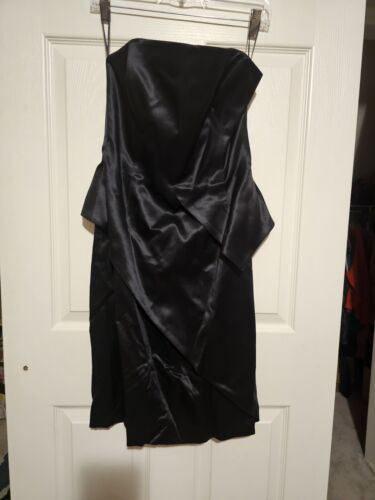 Vintage Escada Black Satin Strapless Dress
