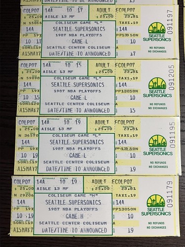 Seattle Supersonics 1986-87 NBA Playoffs Unused Tickets x10  - Picture 2 of 8
