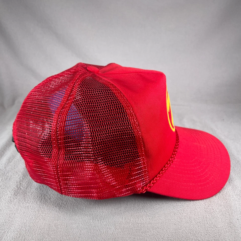 M Logo Hat Men OS Red Cobra Snapback Trucker Cap Mesh Back Rope Vintage - Image 4 of 4