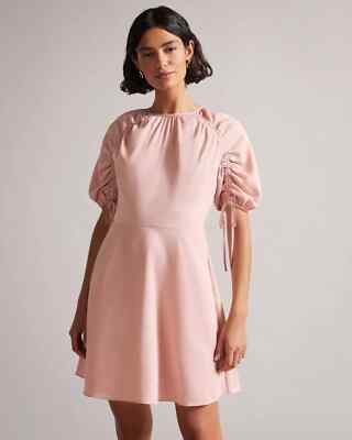 Ted Baker Dionnee Short Sleeve Mini Dress, Dusky Pink size UK