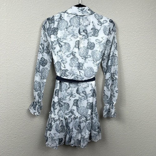 NWT Ted Baker London Giorgii Ruffled Mini Dress Gray White Feminine Sz 0 - Picture 8 of 15