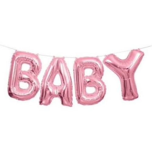 Pink Baby Shower Foil Letter Balloon Banner Kit 14inch