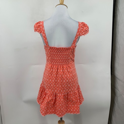Betsey Johnson Dress Womens S Small Peach Duberry Ditsy Eyelet Knit Bustier Mini - Picture 5 of 13