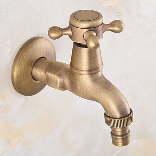 Antique Brass Mop Pool Sink Tap Single Cold Laundry Washing Machine Faucet - Picture 10 of 10