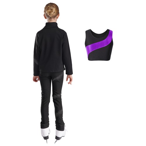 Kids Girls Outfits Sleeveless Tracksuits Workout Set Long Sleeve Crop Top Vest - Picture 29 of 53