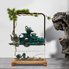 Indoor Tabletop Water Fountain Rockery Waterfall Decor W/Fish Tank11.8"*6"*18"