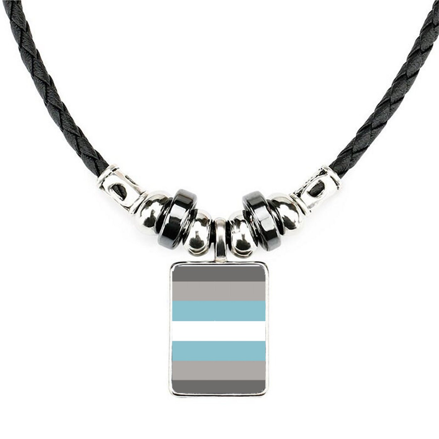 Demiboy Pride LGBTQ Soft Black Rope Necklace With Velvet Gift Bag