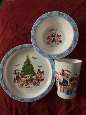 KIDS PAW PATROL CHRISTMAS PC DINNER BOWL, PLATE, TUMBLER