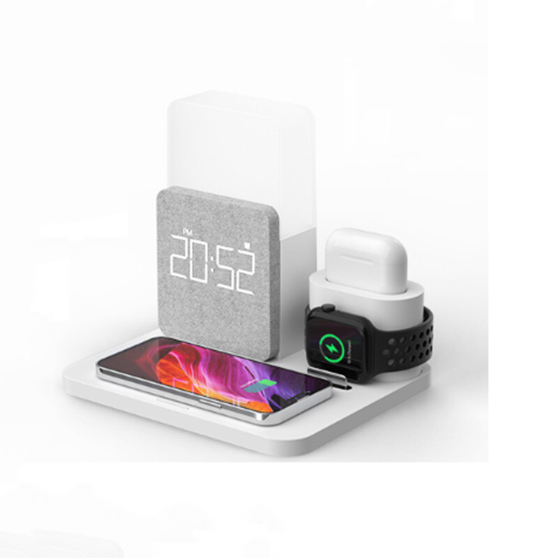 3 in 1 Wireless Charger DockAlarm ClockNight Light for iPhone/iWatch