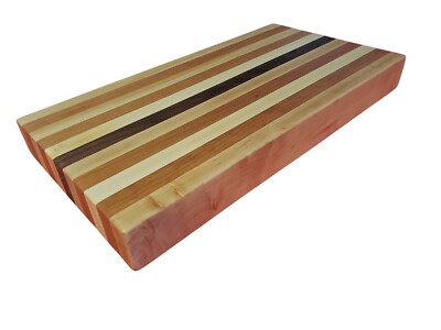 Hand Made Hard Maple, Cherry, & Walnut Edge Grain Cutting Block 17'' X 9'' X 1.75''