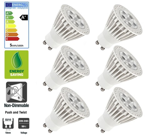 Paquete de 6: Bombillas LED Allcam 5W GU10 Ahorro de Energía 50mm Altura, Blanco Cálido, 3000k - Imagen 1 de 3