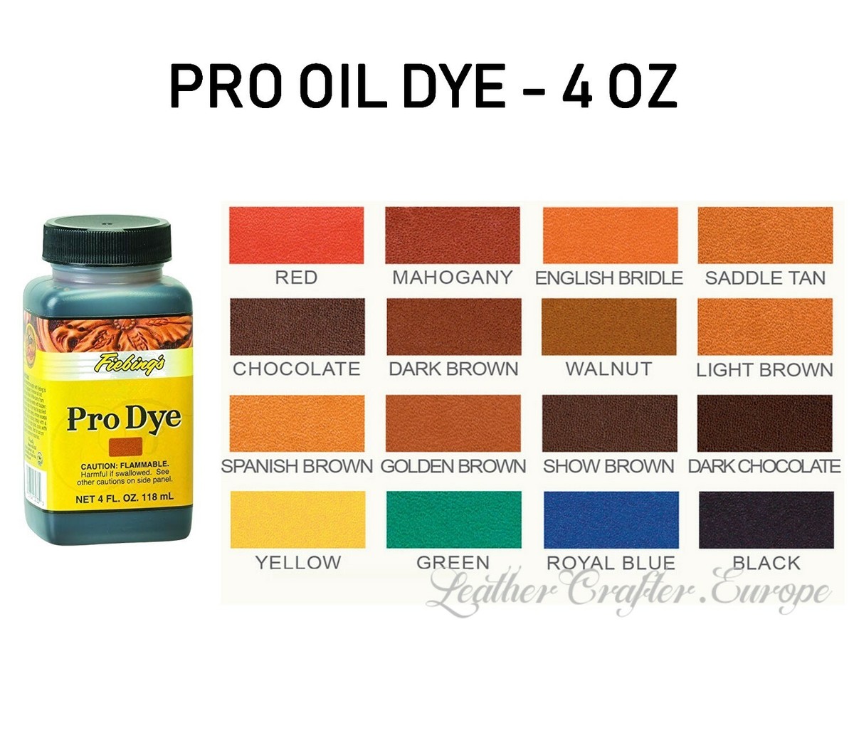 Fiebing's Professional Oil Dye - 4 oz - Quart - Black, Light Brown, Dark  Brown, Saddle Tan, Mahogany