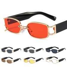 Small Narrow Rectangle Sunglasses Retro Hipster Metal Frame Sun Glasses Eyewear