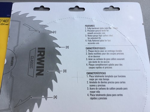 5 NEW IRWIN Classic Construction 10” 40T General Purpose #11170 Saw Blade #641G - 第 3/3 張圖片