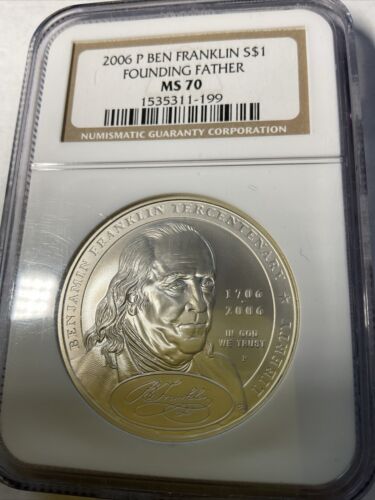 2000-P Ben Franklin Founding Father Silver Dollar NGC MS70* Take a LooK* - Afbeelding 1 van 3