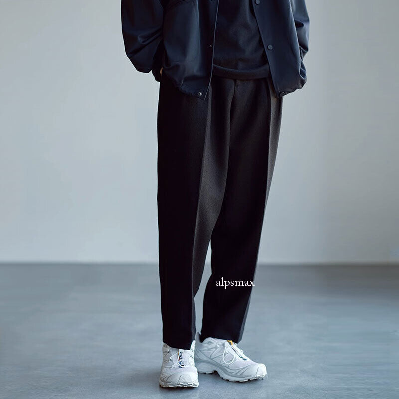 Mens Retro Suit Pants Loose Pleated Casual Business Trouser Regular Fit