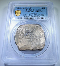 PCGS 1600's (1639 Dated) Spanish Mexico 8 Reales Genuine Antique Pirate Cob Coin