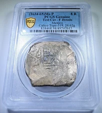 PCGS 1600's (1639 Dated) Spanish Mexico 8 Reales Genuine Antique Pirate Cob Coin