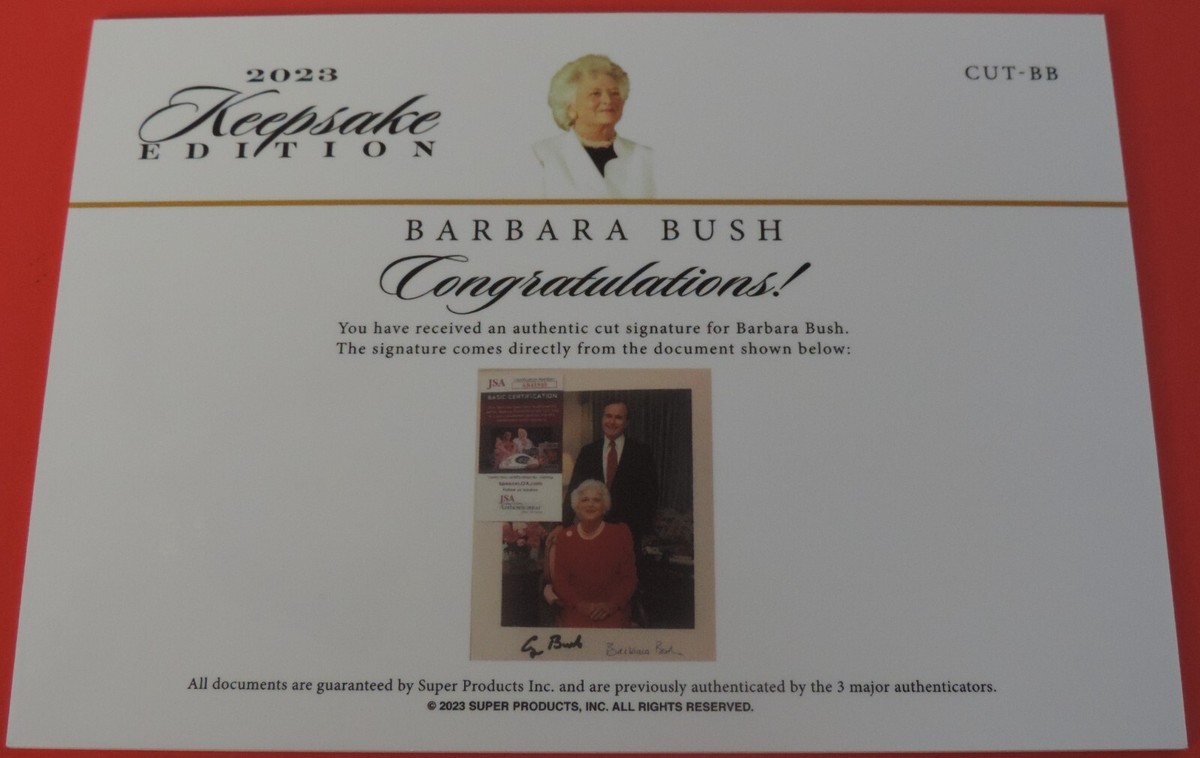 1/1 BARBARA BUSH AUTOGRAPH KEEPSAKE EDITION 1ST LADY | eBay