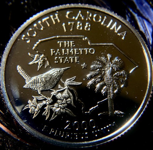 2000 S / 25C / PROOF SOUTH CAROLINA CAMEOS / "TOP SHELF CAMEO QUARTERS" - Picture 2 of 2