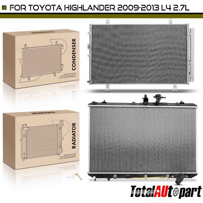 2pcs Radiator & AC Condenser Cooling Kit for Toyota Highlander 2009-2013 2.7L