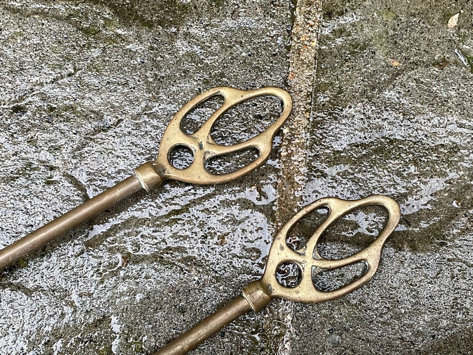 Vintage Brass Fire Companion Set Brush Poker Fire Side Log Burner eBay