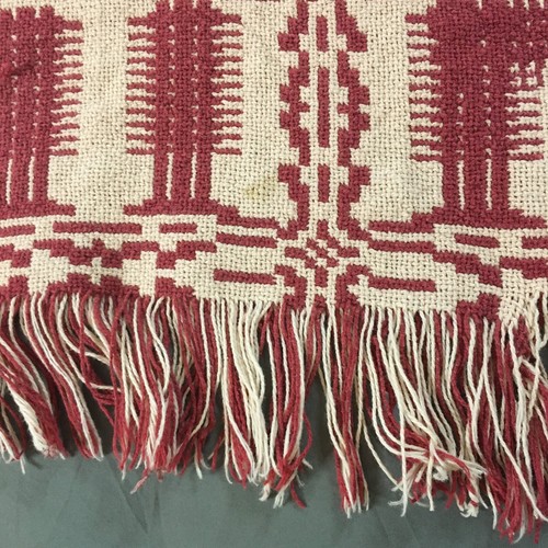 Fringe Throw Blanket Red Cream Pattern Tree Snowflake Christmas Winter Woods - Picture 8 of 24