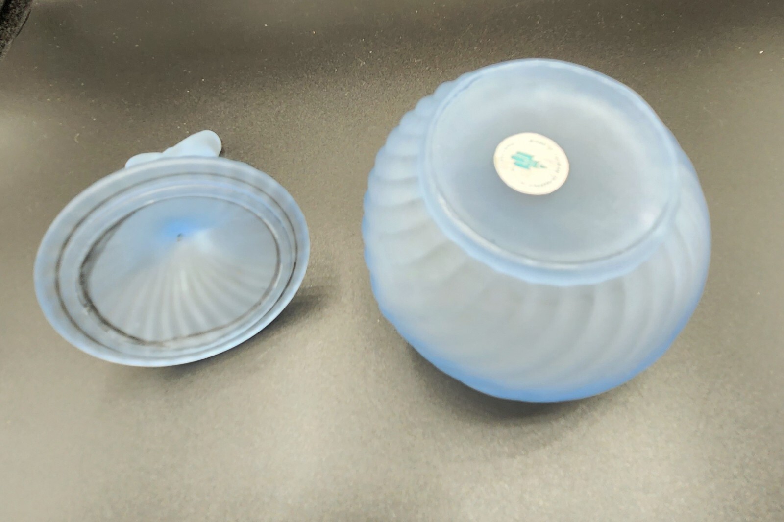 Partylite Blue Satin Frosted Glass Tulip Covered Votive Candle Holder