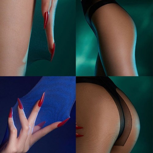 Women's Pantyhose High Waist Tights Glossy Hosiery Crotchless Lingerie Smooth - Picture 17 of 25