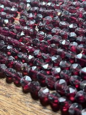 Deep Red Pink 5mm Round Rose Cut Garnet Gemstone Beads 14in Strand