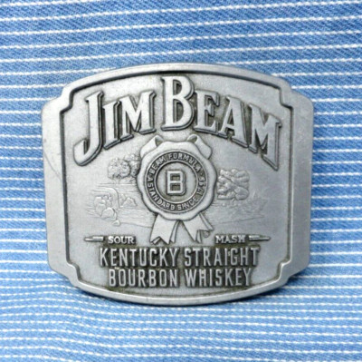 Jim Beam Whiskey Promo Belt Buckle Kentucky Straight Bourbon Vintage 80s .GTA496