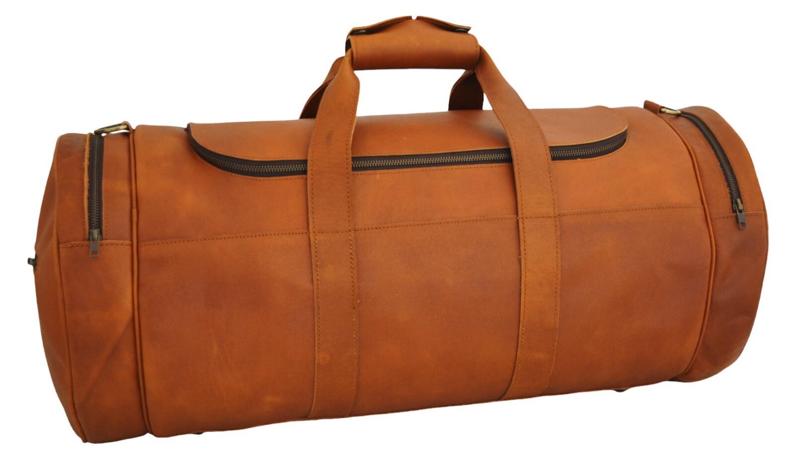 26 inch Handmade Vintage Leather Travel Duffle Bag for Men Brown Weekender Bag