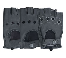 UNISEX MEN'S LADIES FINGERLESS LEATHER GLOVES CYCLING DRIVING PAINT BALLING GYM