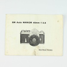 Nikon GN Auto Nikkor 45mm f/2.8 - Instruction Booklet - Original Lens Manual