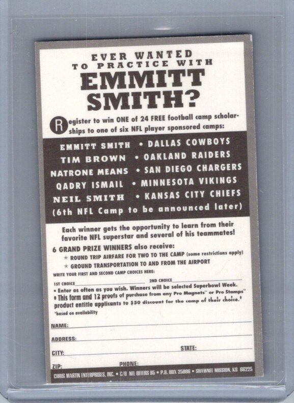 1996 Pro Magnets #NNO Emmitt Smith | eBay