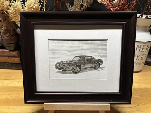 Drawing of a 1977 Pontiac Firebird Trans Am Car Pencil Art Sketch Picture Print - Picture 12 of 16