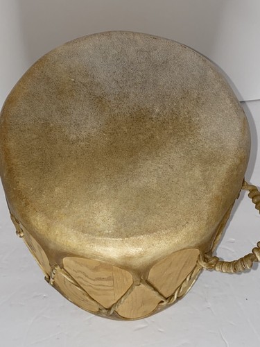 Native American Raw Hide Skin POW Wow Drum 12”X8” Plays Great Looks Great! - Picture 3 of 8