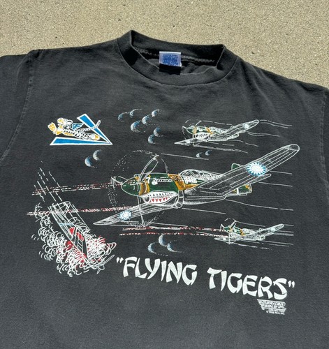 Vintage 1986 Flying Tigers American Eagle Collection T-Shirt Large Planes WW2
