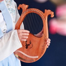 C Key 16-String Wooden Lyre Harp Resonance Box String Instrument With Tunin XVOS